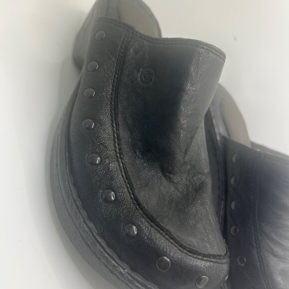 Born Black Leather Studded Slip-On Clogs 9 Comfortable Durable y2k chunky block - Picture 2 of 10